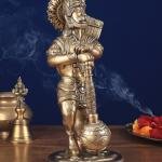 Pure Brass Bahubali Hanuman Statue | 14" x 7" x 6" (35.6 x 17.8 x 15.2 cm) | 6.58 kg Mighty Divine Form | Premium Sacred Art | Temple Grade